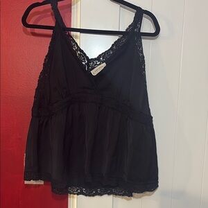 Elegant Black Lace Trim Women's Top